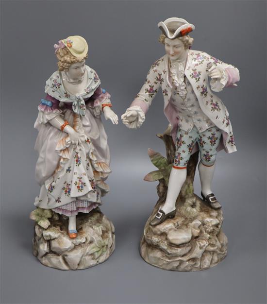 A pair of Rudolstedt Volkstedt porcelain figures height 37cm